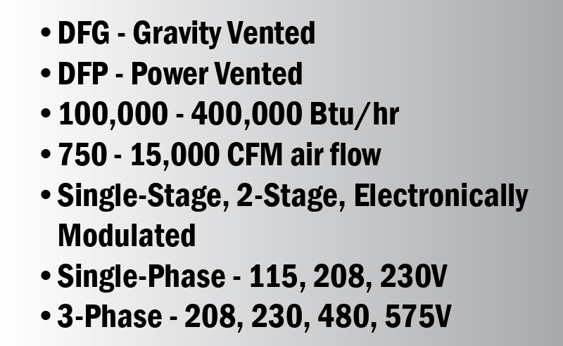 Product Info - Duct Furnace Models DFG & DFP