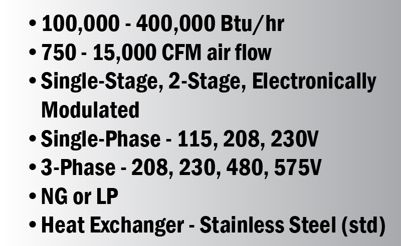 Modine Outdoor Power Vented Duct Furnace Model HFP Product Info